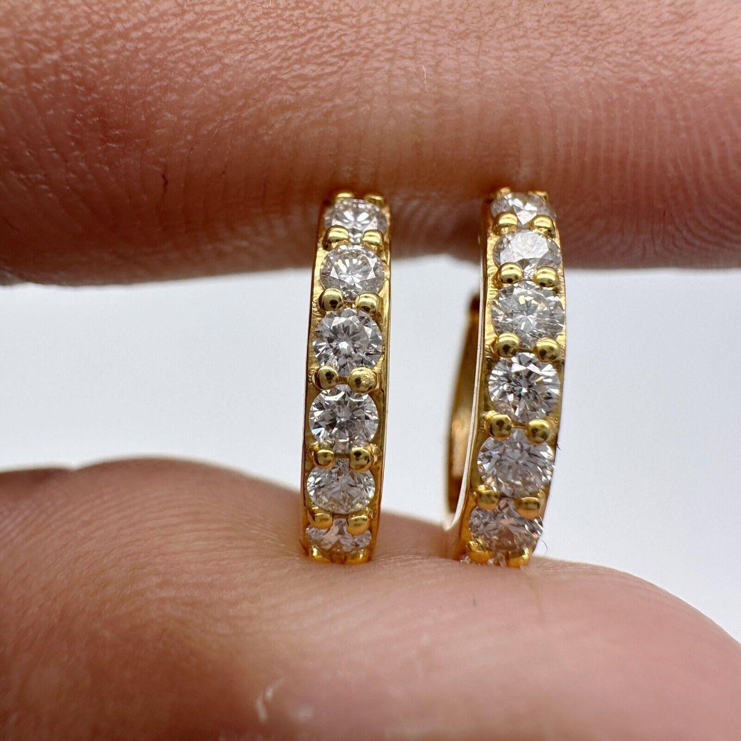 18ct Yellow Gold & Diamond Pair of Hoop Earrings 0.45 carats