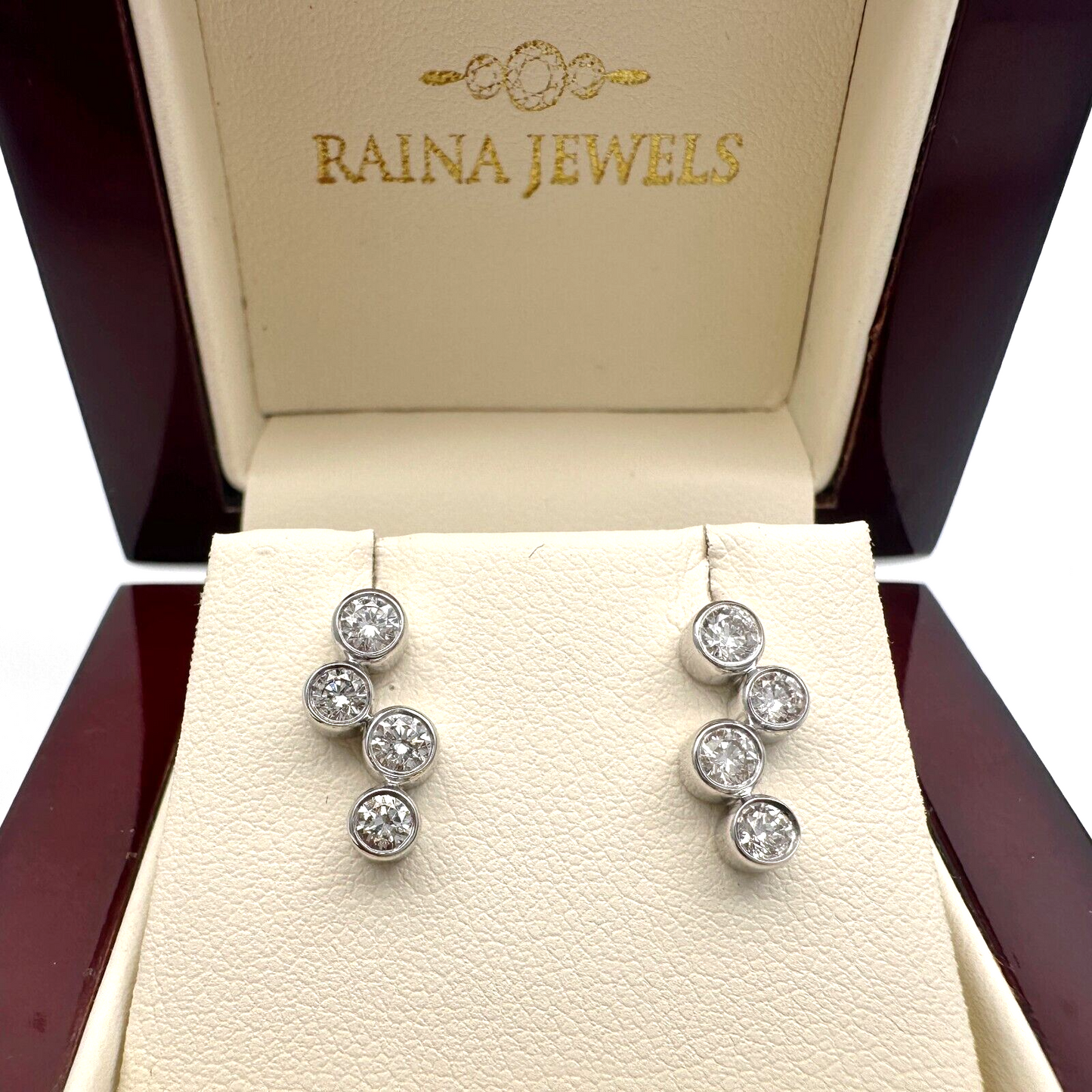 18ct White Gold & Natural Diamond Bubble Drop Earrings 0.65ct