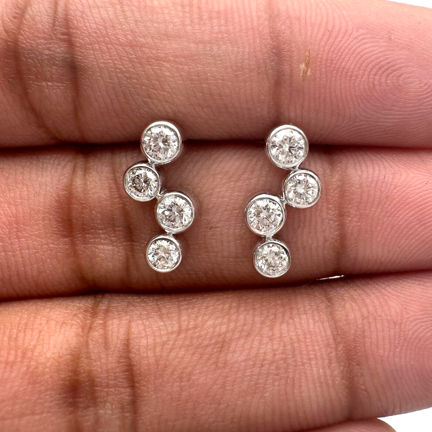 18ct White Gold & Natural Diamond Bubble Drop Earrings 0.65ct