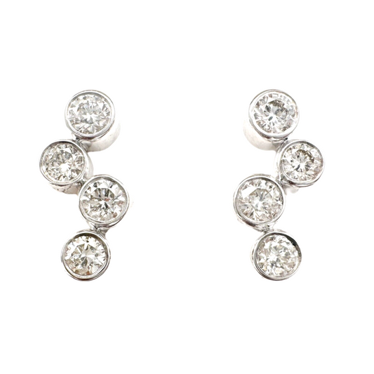 18ct White Gold & Natural Diamond Bubble Drop Earrings 0.65ct