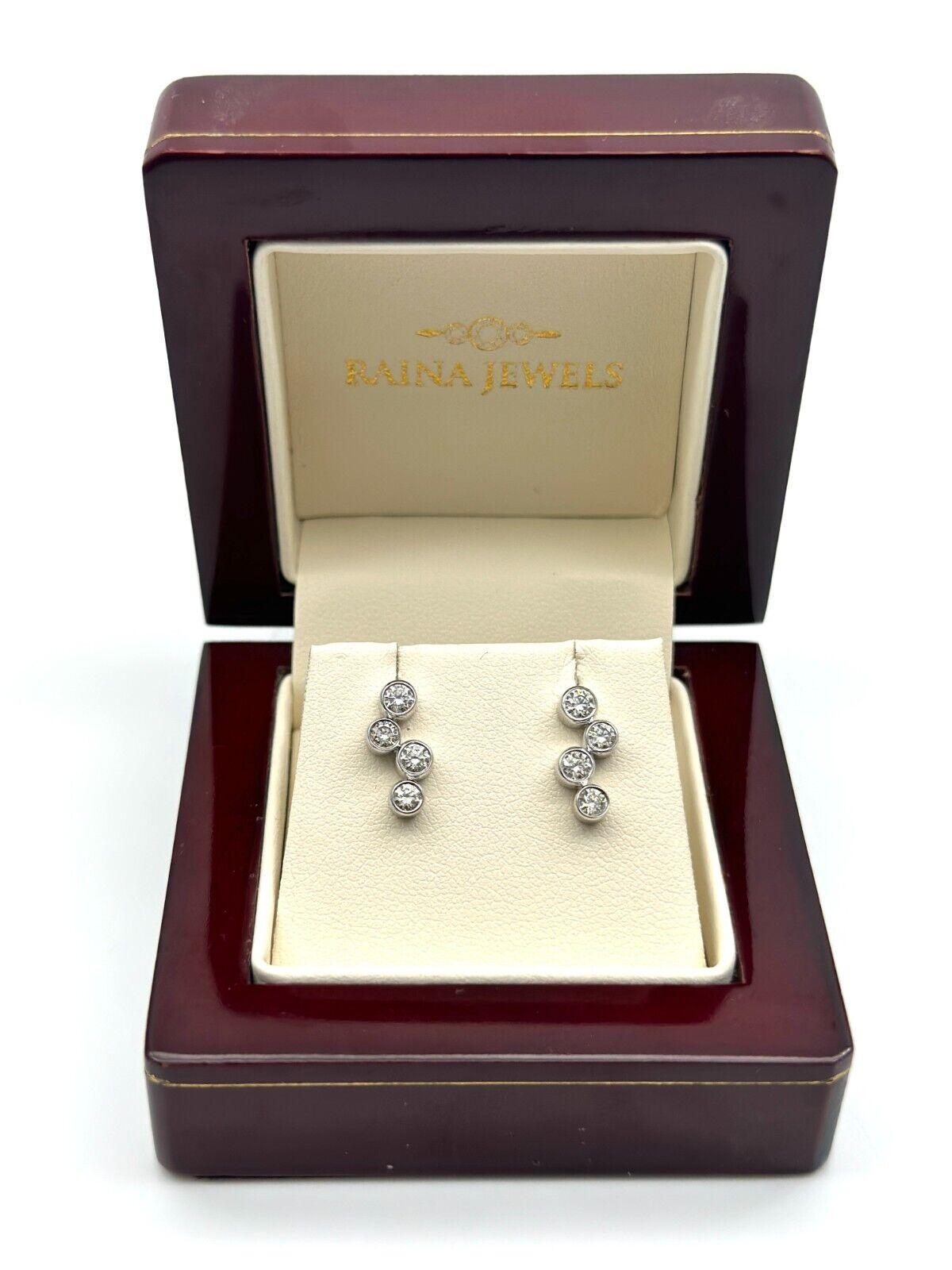 18ct White Gold & Natural Diamond Bubble Drop Earrings 0.65ct