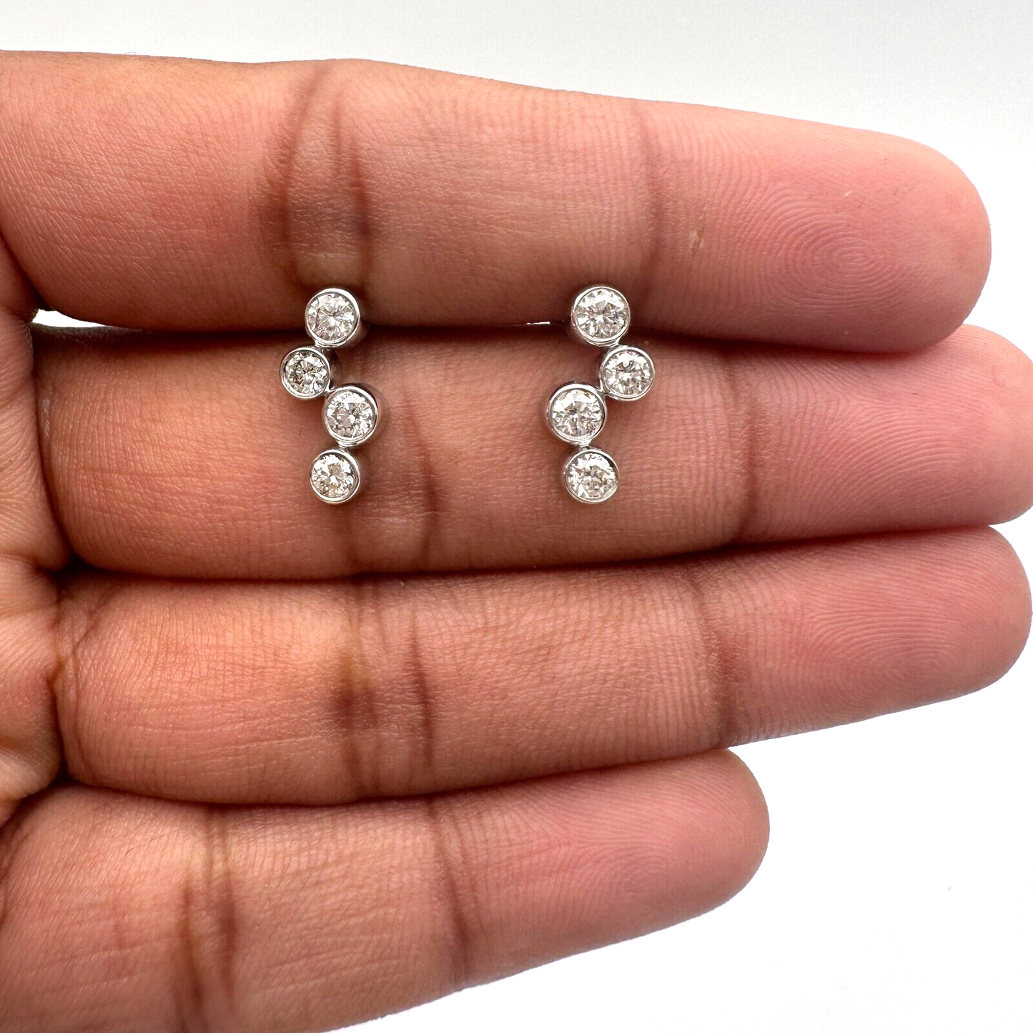 18ct White Gold & Natural Diamond Bubble Drop Earrings 0.65ct