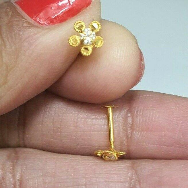 22ct Yellow gold Cubic Zircon Children's Stud earrings claw set Child Friendly