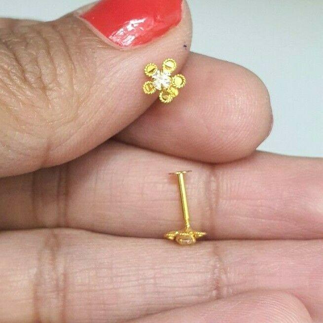 22ct Yellow gold Cubic Zircon Children's Stud earrings claw set Child Friendly