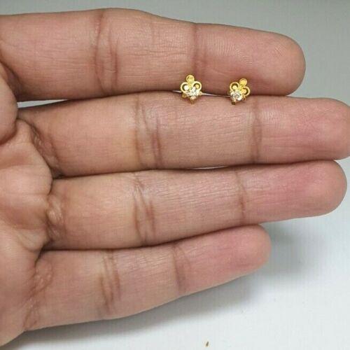 22ct Yellow gold Cubic Zircon Children's Stud earrings claw set Child Friendly