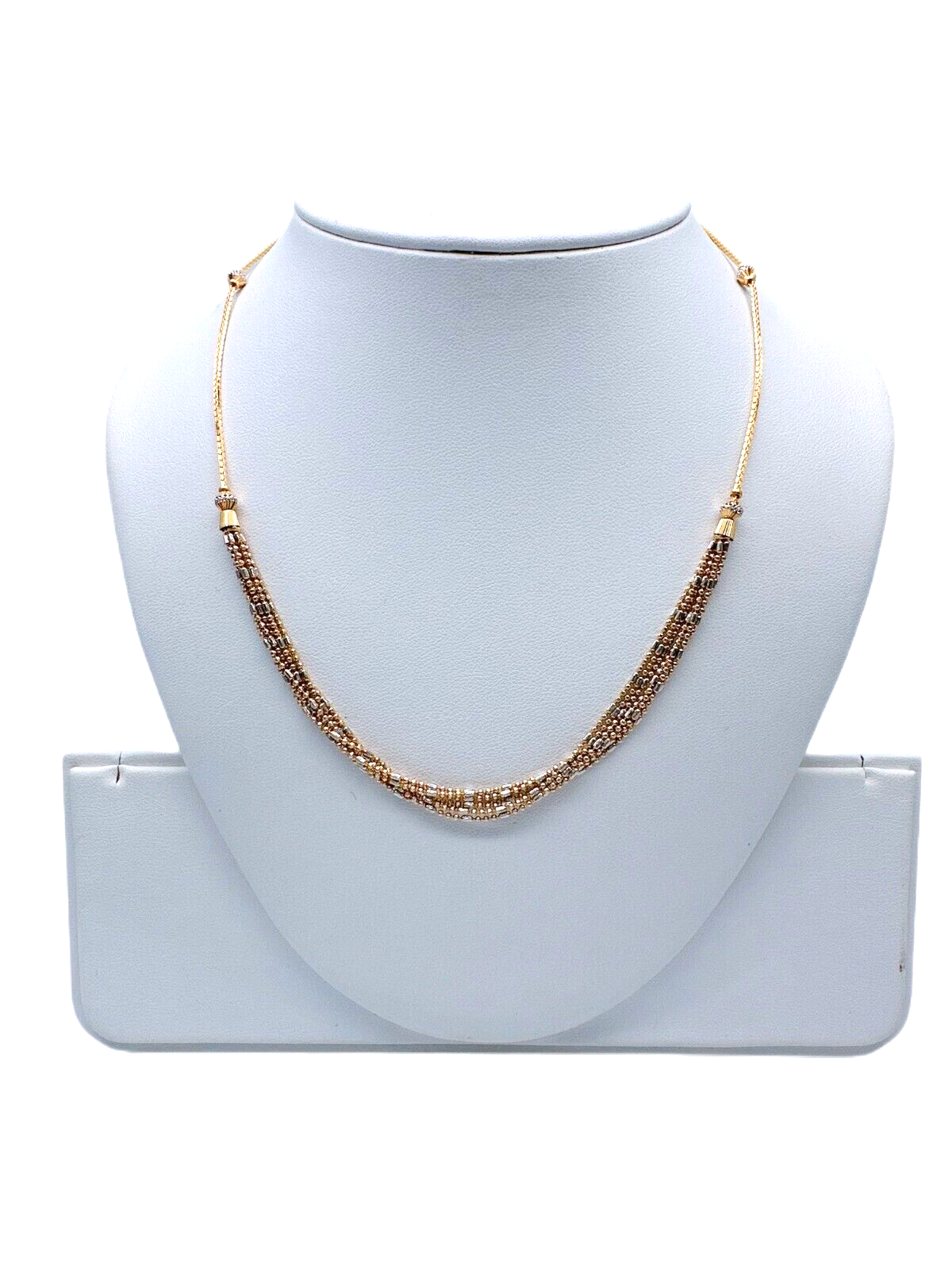 22ct Yellow Gold Two Tone Multi Strand Twisted Chain Necklace, 11.9gm