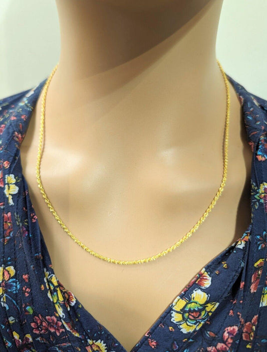 22ct / 22K Yellow Gold Mens/Ladies Lightweight Rope Chain Necklace 20'' inches 