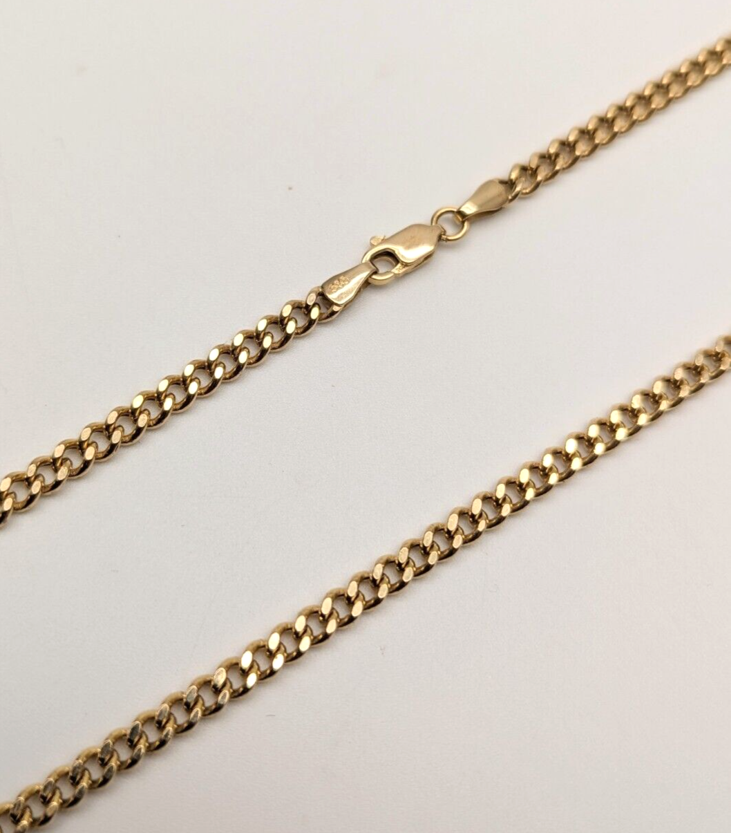 14ct Yellow Gold Diamond Cut Curb Chain 22 inches Hallmarked