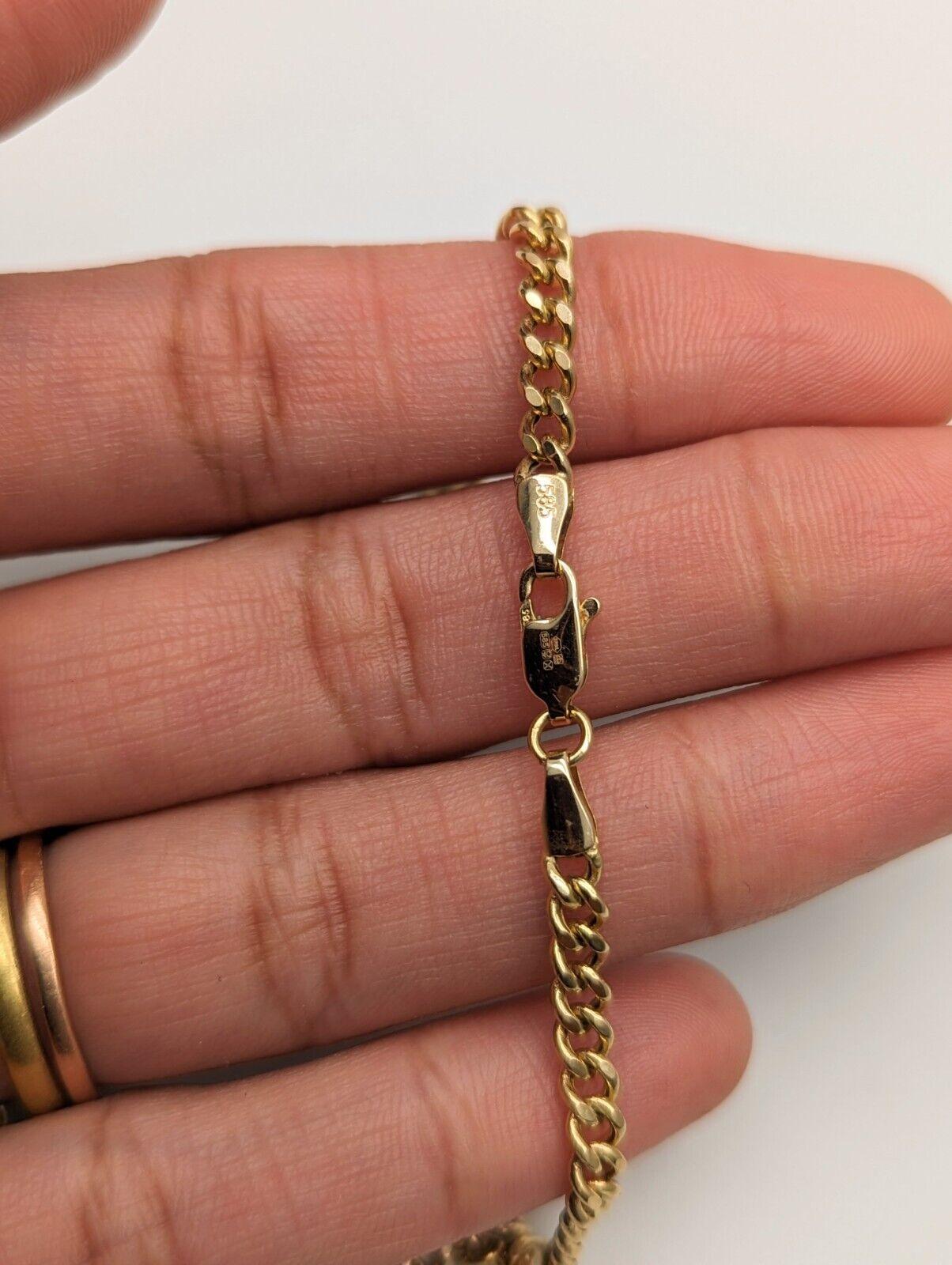 14ct Yellow Gold Diamond Cut Curb Chain 22 inches Hallmarked