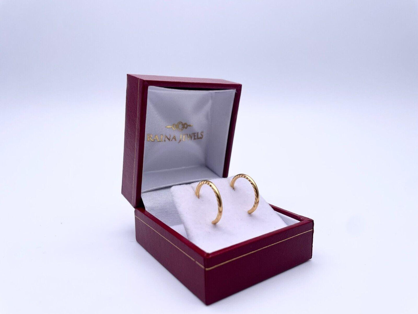 22ct Yellow Gold Pair Of Diamond Cut Hoop Earrings 15mm