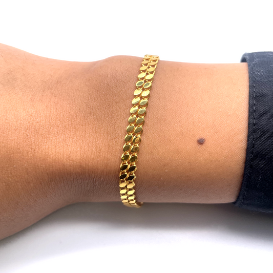 22ct Yellow Gold Double Row Flat High Polished Bracelet 7'' inches 5mm 