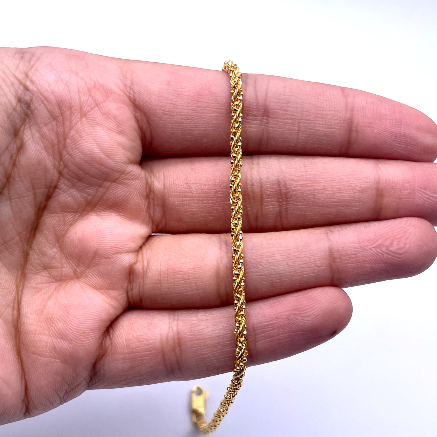 22ct Yellow Gold Twisted Fancy Rope Chain Bracelet 7'' inches 3.66gm