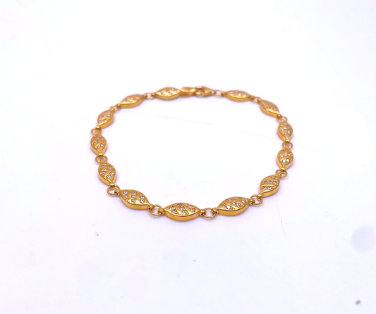 22ct Yellow Gold & Cubic Zirconia Ladies Fancy Boat Shaped Bracelet 7.4