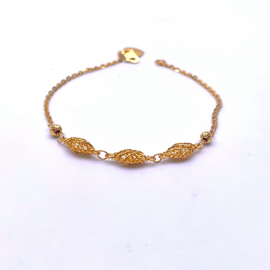 22ct Yellow Gold Mesh Diamond Cut Beaded Bracelet 6.9'' inches