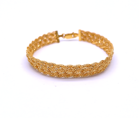 22ct Yellow Gold Fancy Filigree Style  Braided Bracelet 7'' inches