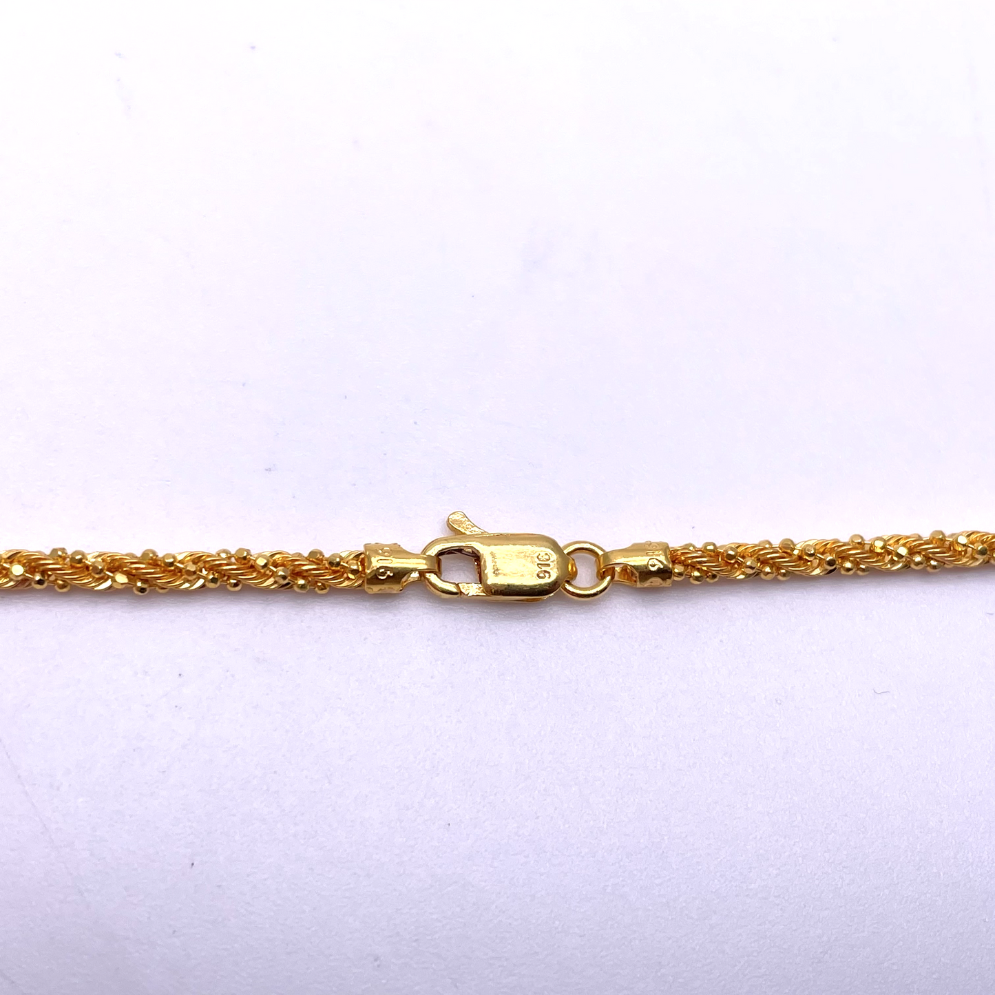 22ct Yellow Gold Fancy Diamond Cut Twisted Chain Necklace, 22''inches