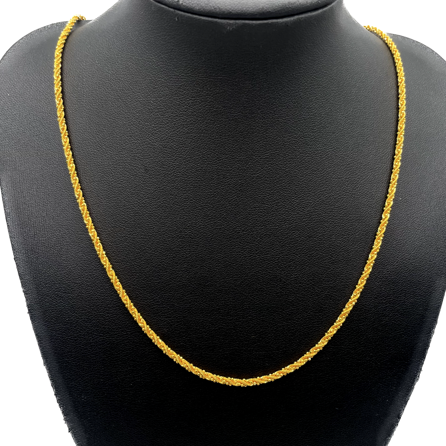 22ct Yellow Gold Fancy Diamond Cut Twisted Chain Necklace, 22''inches