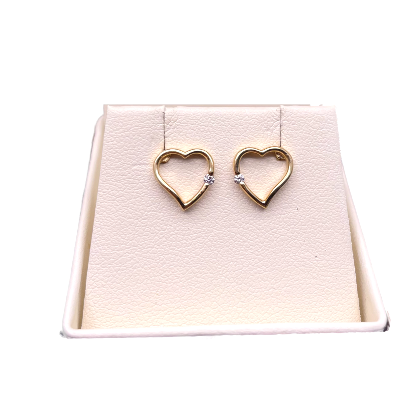 18ct Yellow Gold Round Diamond Heart Stud Earrings 0.04ct