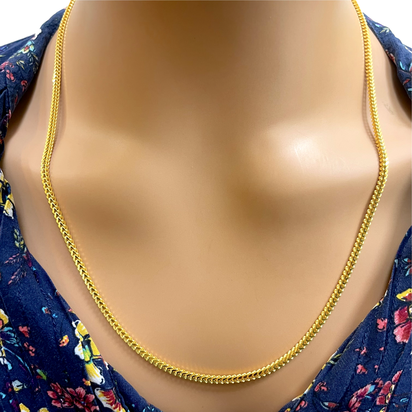 22ct Yellow Gold Solid Foxtail Chain Necklace 22" inches 2.4mm Width