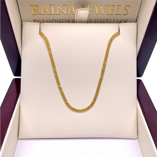 22ct Yellow Gold Fancy Flat Chain Necklace 18'' inch 4gm 