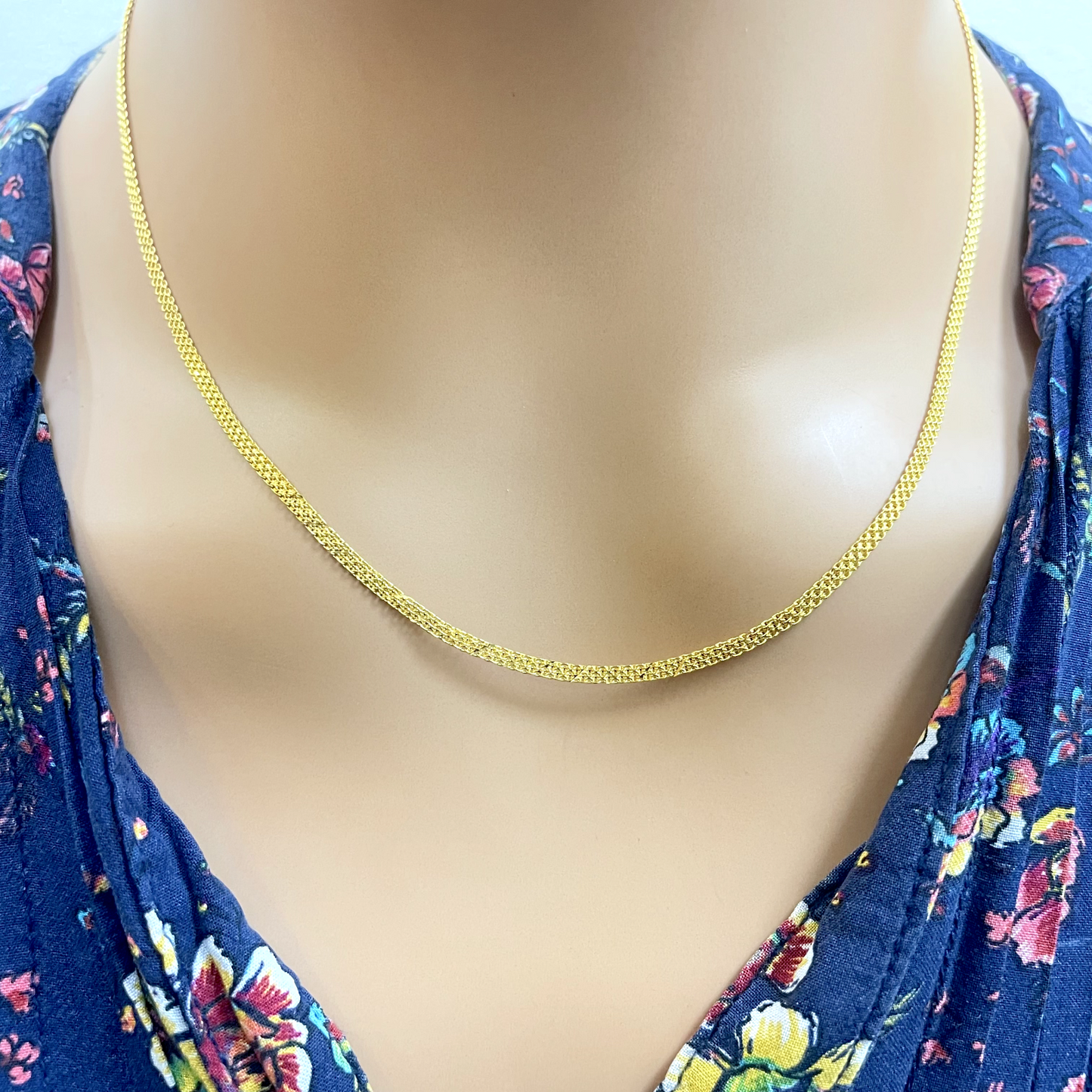 22ct Yellow Gold Fancy Flat Chain Necklace 18'' inch 4gm