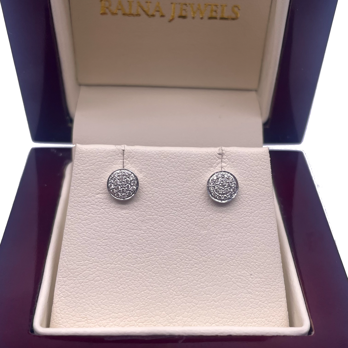 18ct White Gold Pave Round Diamonds Cluster Earrings 0.13 ct