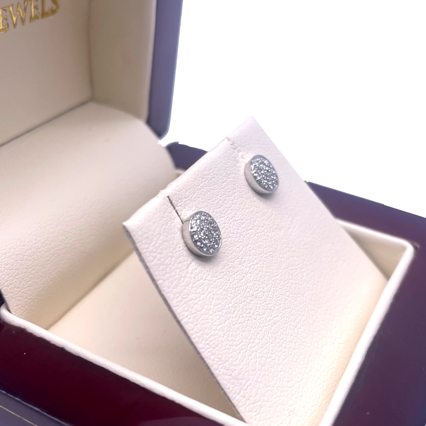 18ct White Gold Pave Round Diamonds Cluster Earrings 0.13 ct