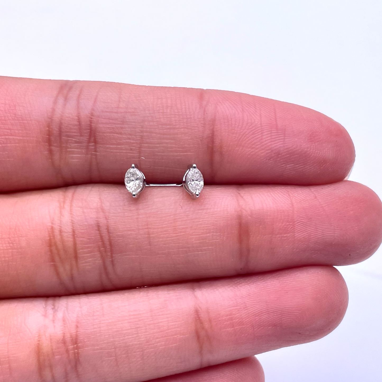 18ct White Gold Marquise Diamond Stud Earrings 0.24ct