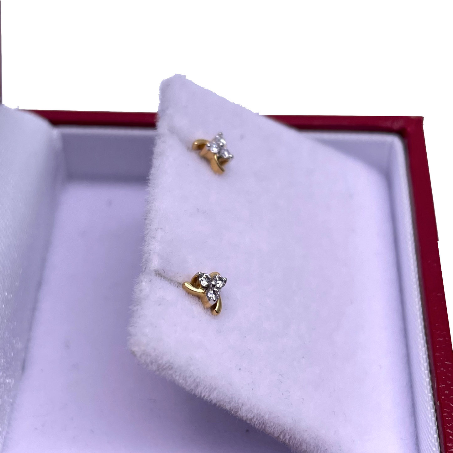 18ct Yellow Gold 3 Diamond Children's Earrings 0.06ct Child Friendly Flat backs