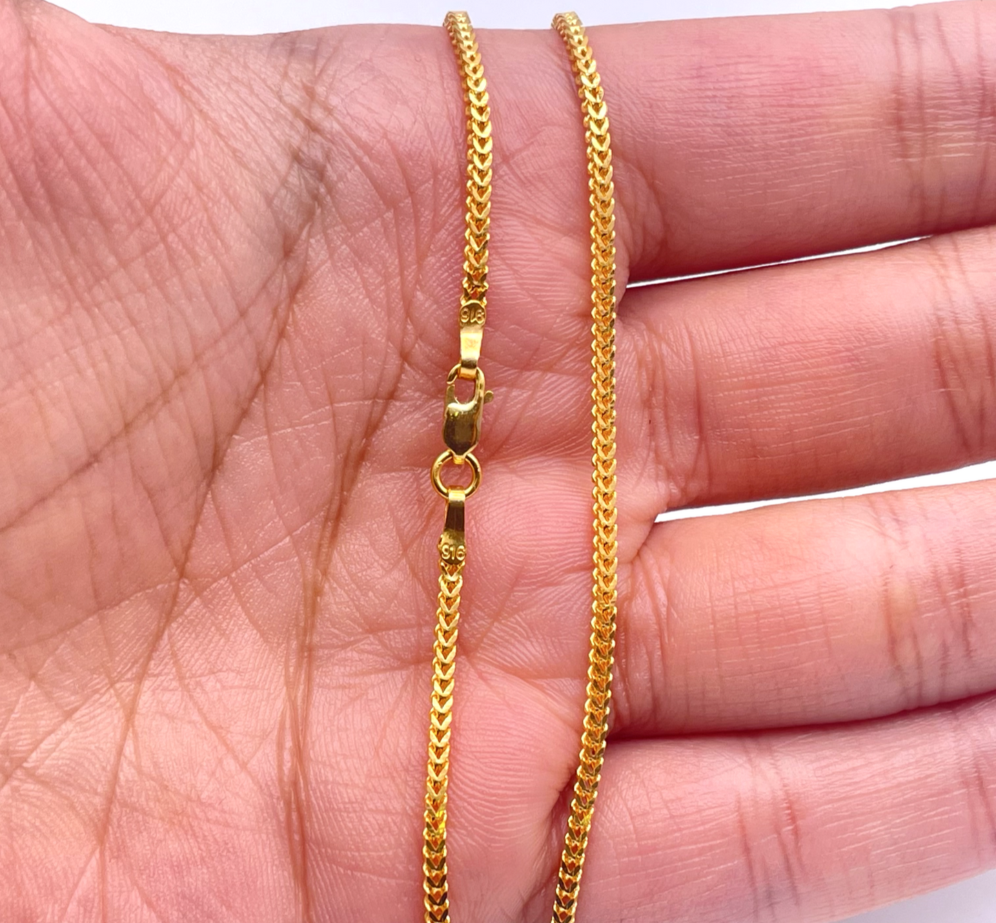 22ct Yellow Gold Braided FoxTail Chain Necklace 20