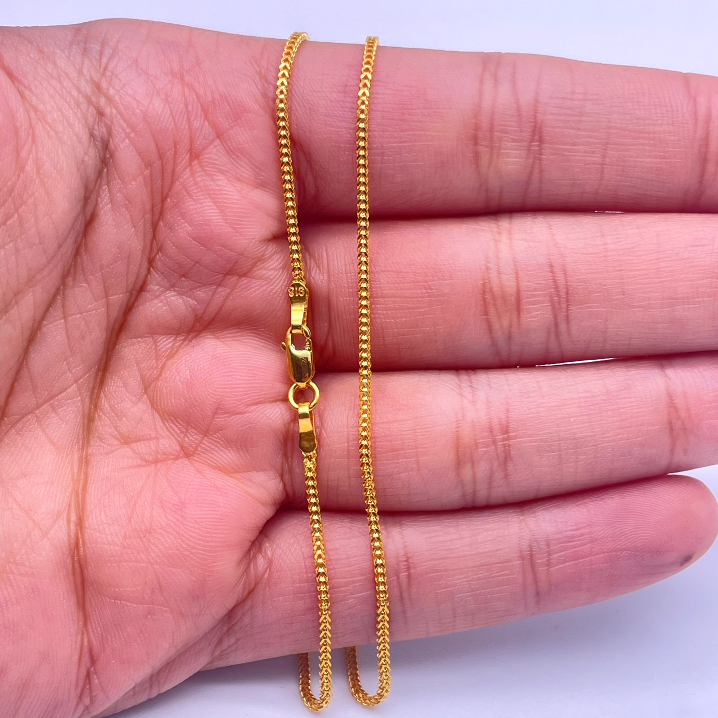 22ct Yellow Gold Braided FoxTail Chain Necklace 17