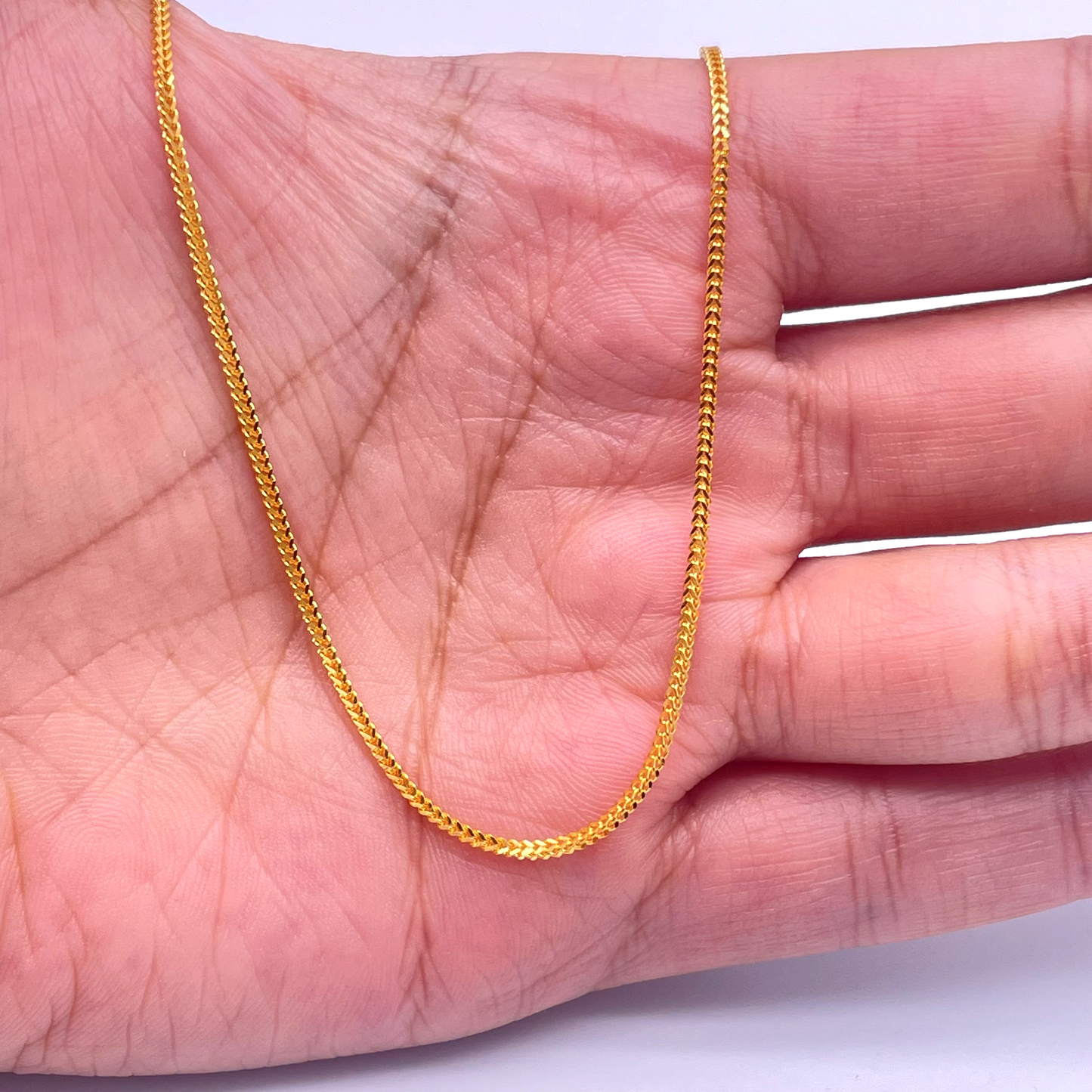 22ct Yellow Gold Braided FoxTail Chain Necklace 17