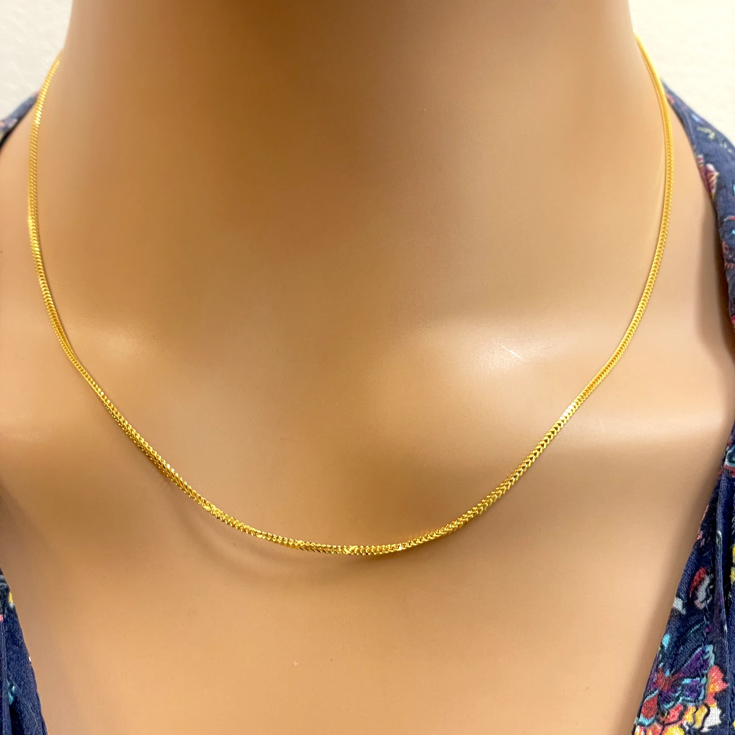 22ct Yellow Gold Braided FoxTail Chain Necklace 17