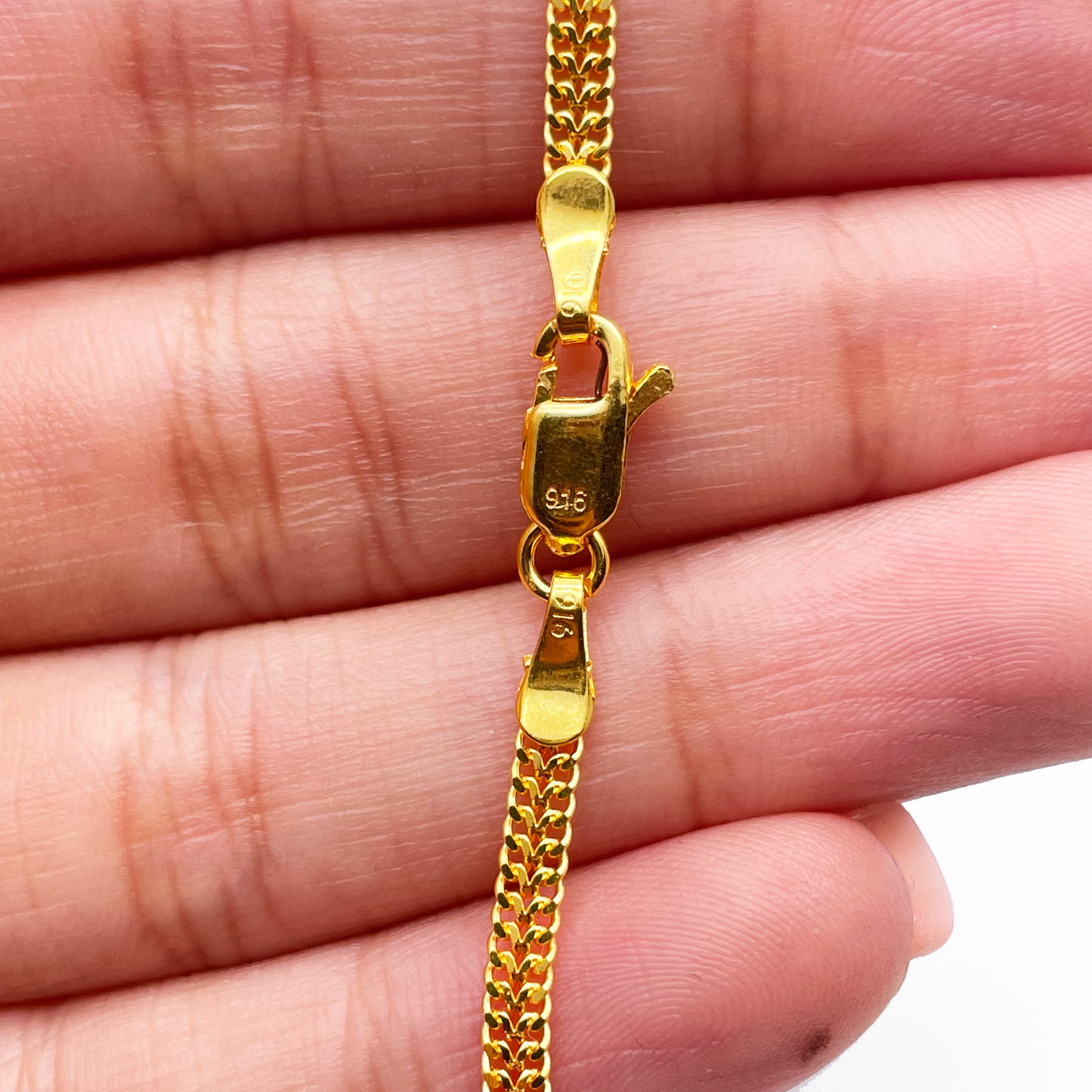 22ct Yellow Gold Flat Link Chain Kids Gold Bracelet 5.4''inches