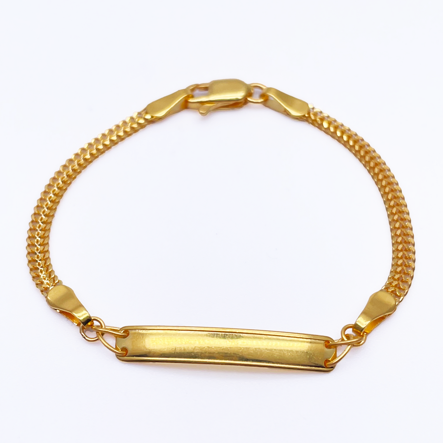 22ct Yellow Gold Flat Link Chain Kids Gold Bracelet 5.4''inches