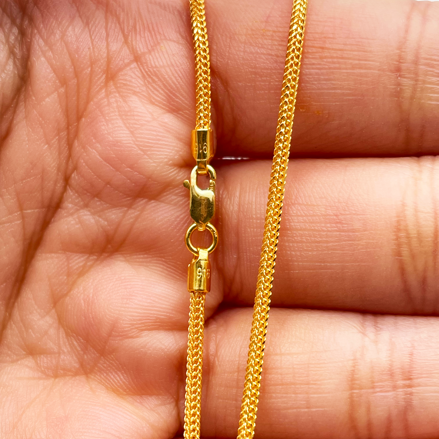 22ct Yellow Gold FoxTail Dragon Chain Necklace 18"inches