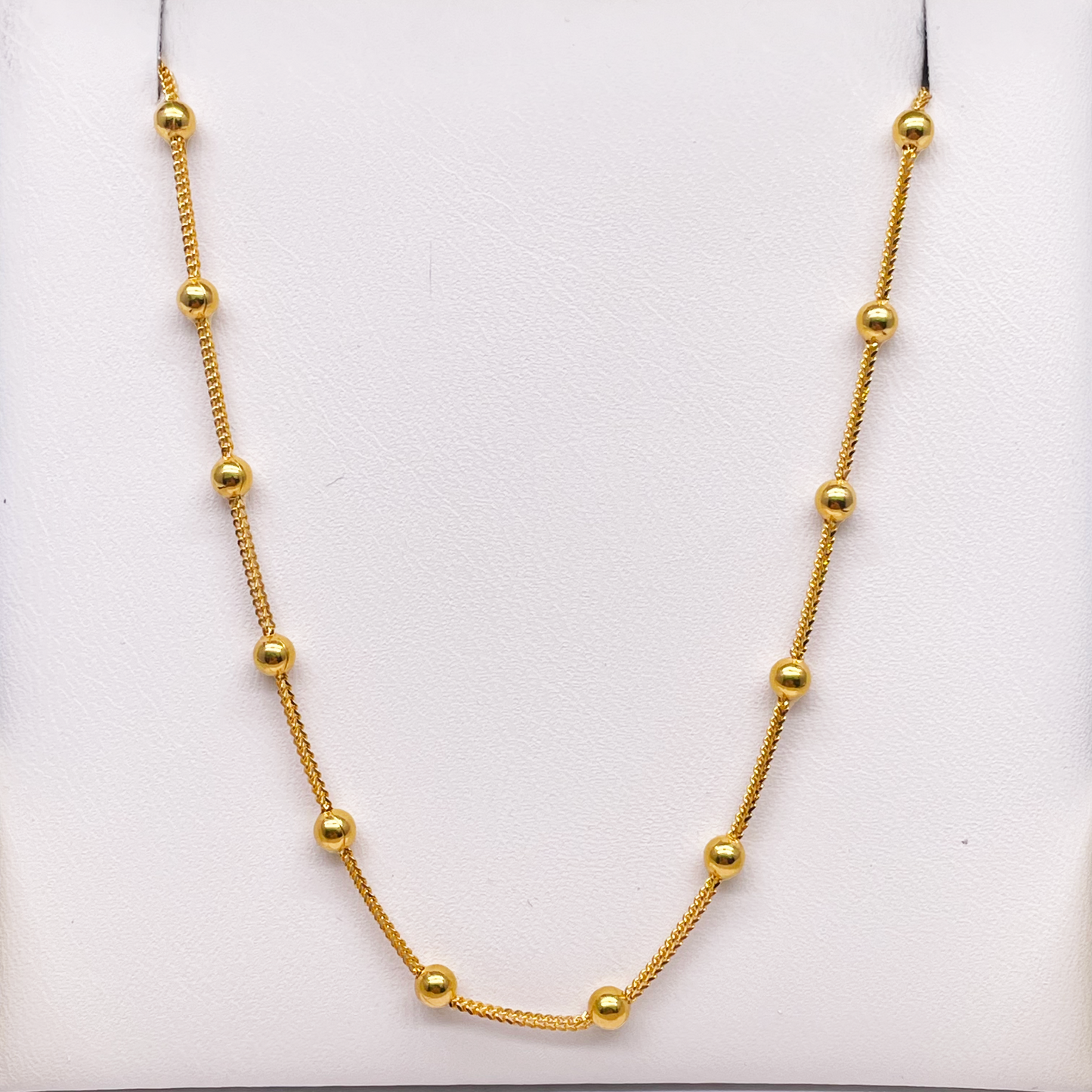 22ct Yellow Gold Polished Beaded Chain & Necklace 22''inches