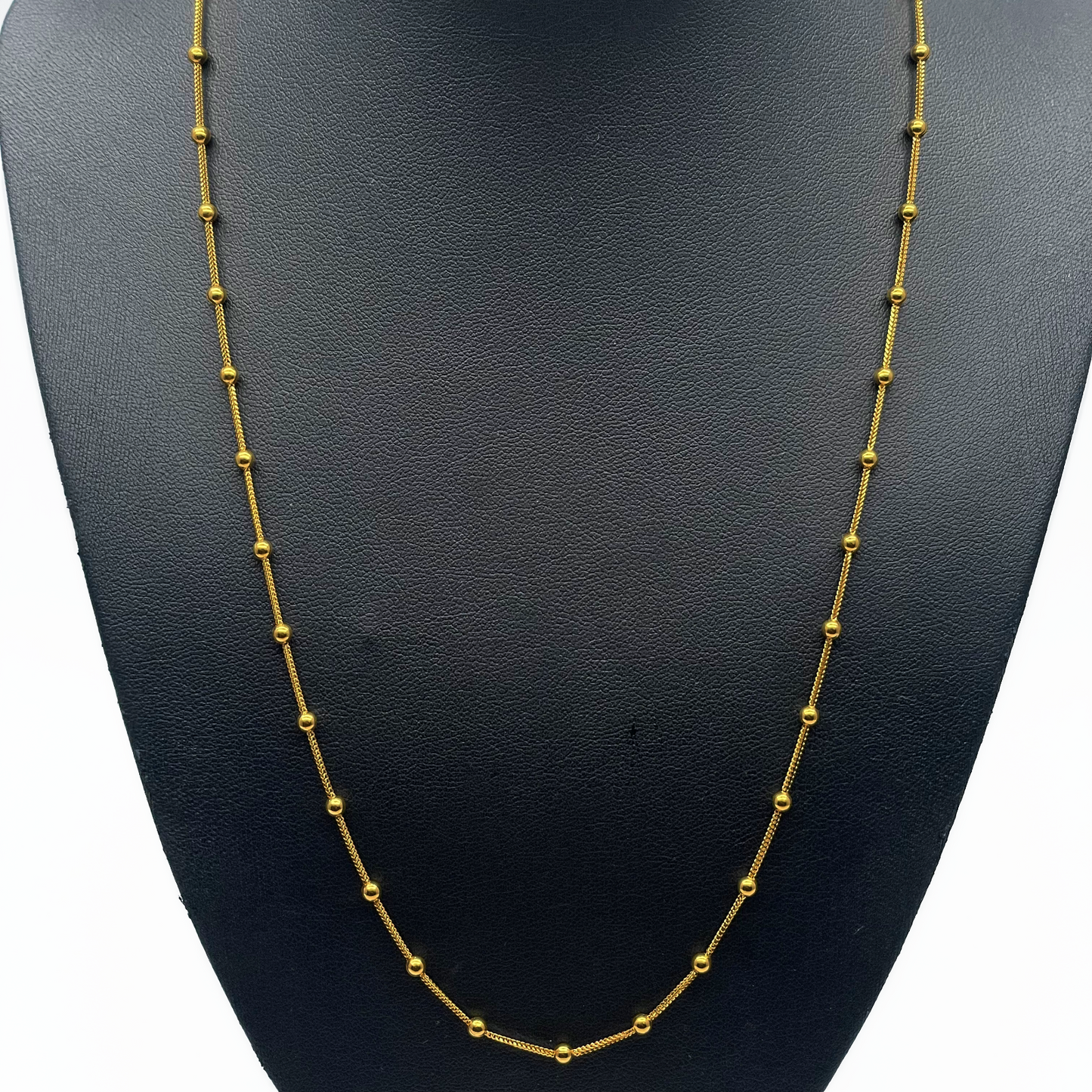 22ct Yellow Gold Polished Beaded Chain & Necklace 22''inches