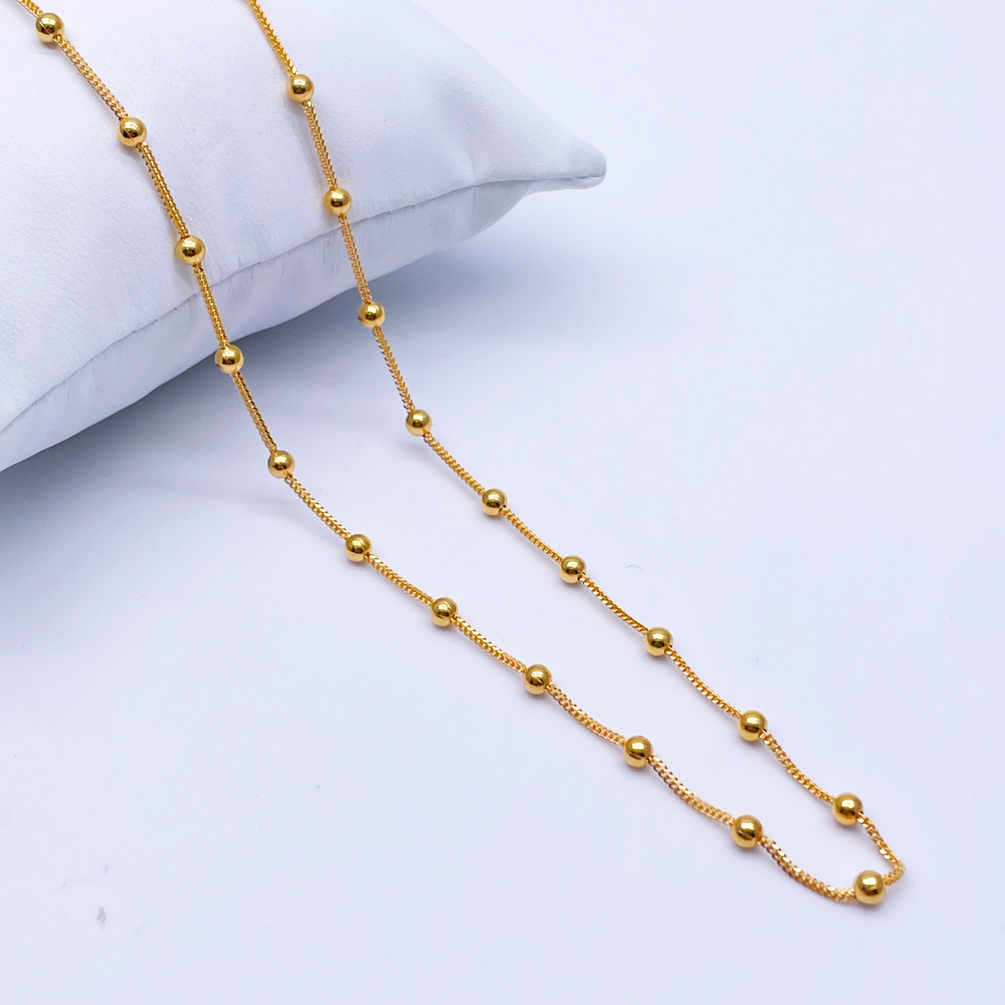 22ct Yellow Gold Polished Beaded Chain & Necklace 22''inches