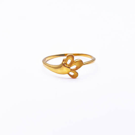 22ct Yellow Gold Polished & Matt Floral Minimalist Ring