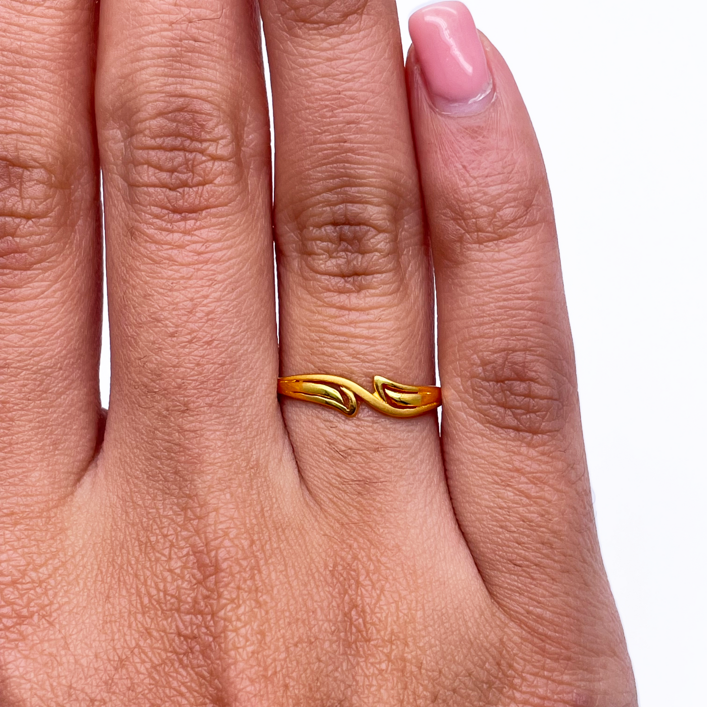 22ct Yellow Gold Polished & Matt Leaf Minimalistic Ring