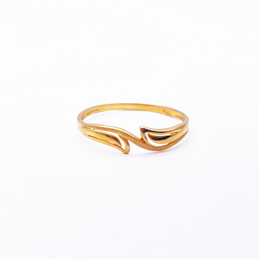 22ct Yellow Gold Polished & Matt Leaf Minimalistic Ring