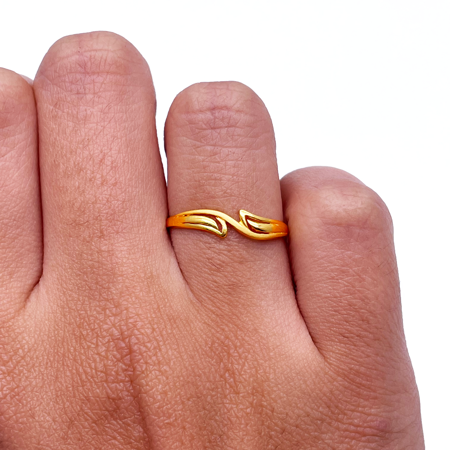 22ct Yellow Gold Polished & Matt Leaf Minimalistic Ring