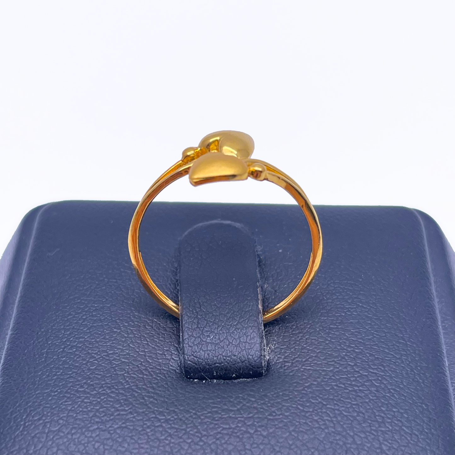 22ct Yellow Gold Polished & Matt Double Heart Minimalist Ring