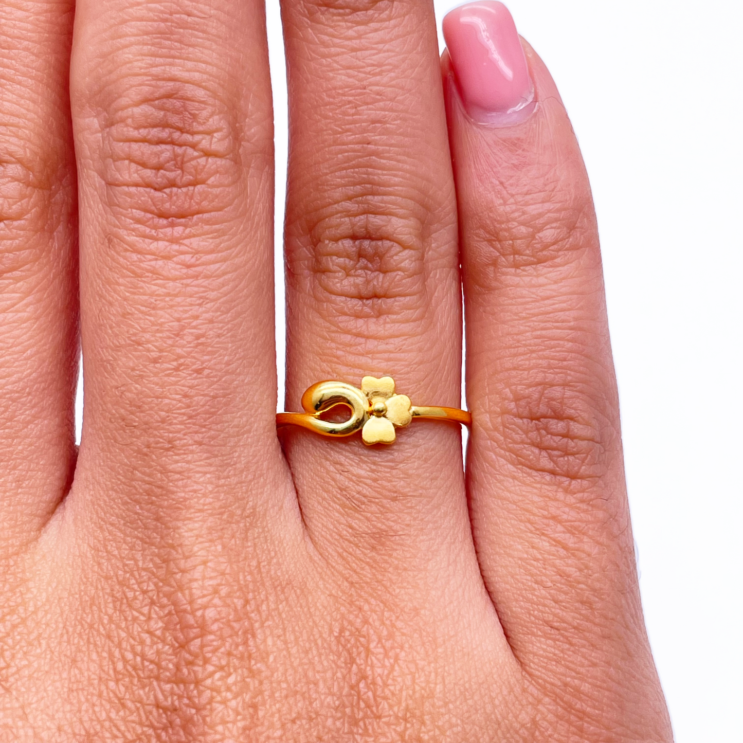 22ct Yellow Gold Polished & Matt Flower Minimalist Ring