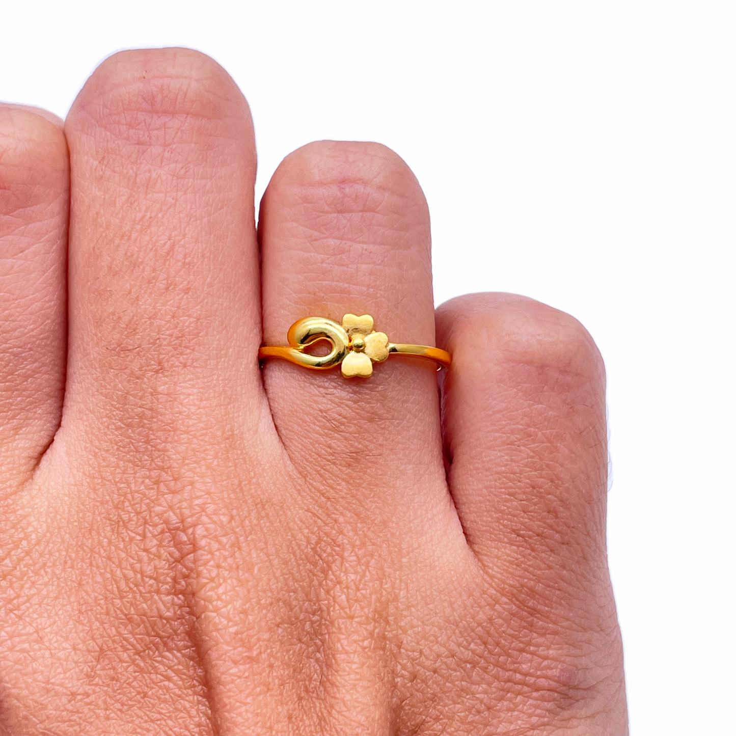 22ct Yellow Gold Polished & Matt Flower Minimalist Ring