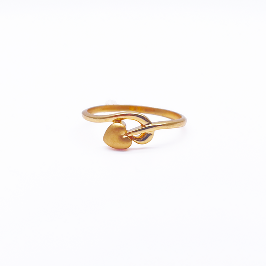 22ct Yellow Gold Polished With Matt Heart Minimalist Ring