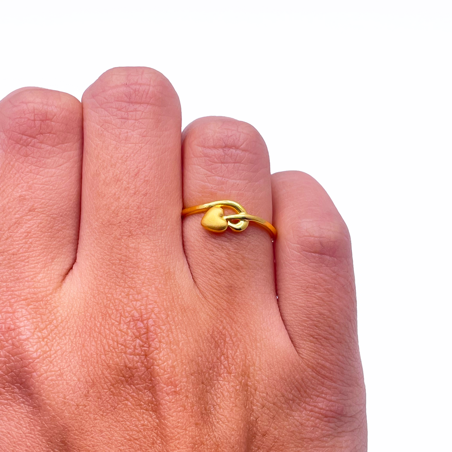 22ct Yellow Gold Polished With Matt Heart Minimalist Ring