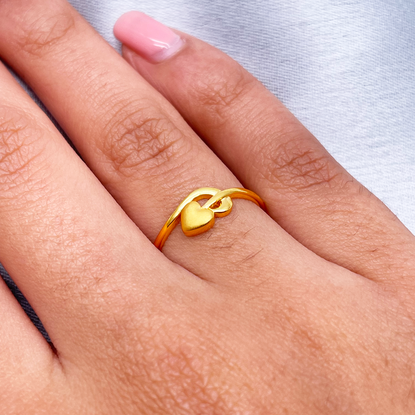 22ct Yellow Gold Polished With Matt Heart Minimalist Ring