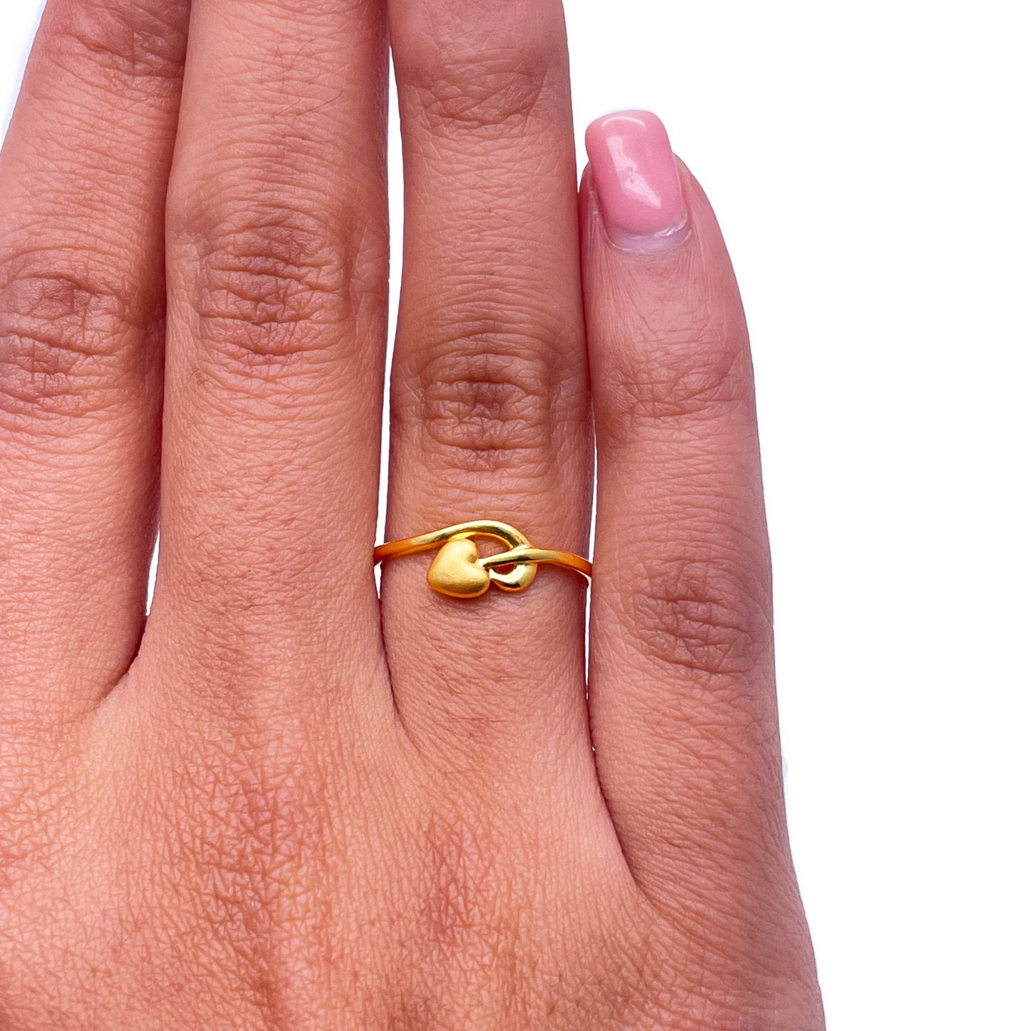 22ct Yellow Gold Polished With Matt Heart Minimalist Ring